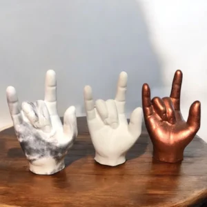 Handmade Concrete ASL "I Love You" Statue | Home Decor