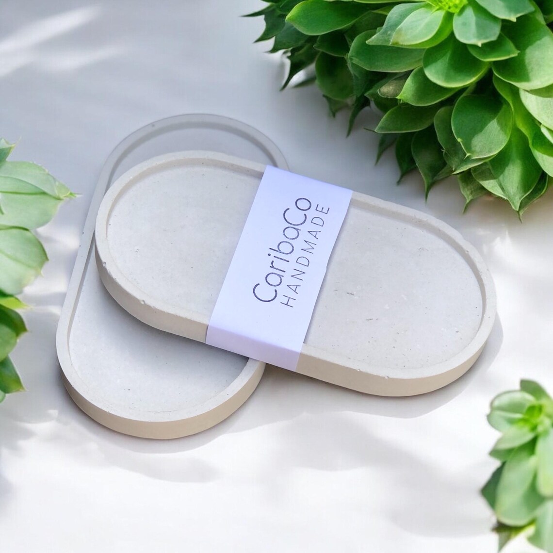 Handmade Concrete Oval Tray | Jewelry Holder | Vanity Organizer | Plant Pot Saucer | Minimalist Catchall Dish - Image 3