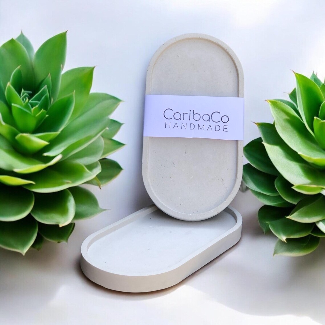 Handmade Concrete Oval Tray | Jewelry Holder | Vanity Organizer | Plant Pot Saucer | Minimalist Catchall Dish - Image 2