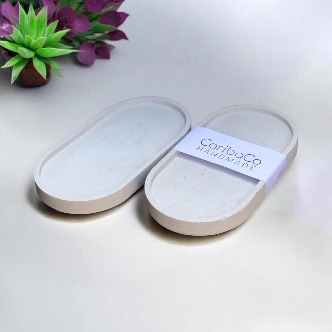 Handmade Concrete Oval Tray | Jewelry Holder | Vanity Organizer | Plant Pot Saucer | Minimalist Catchall Dish - Image 4