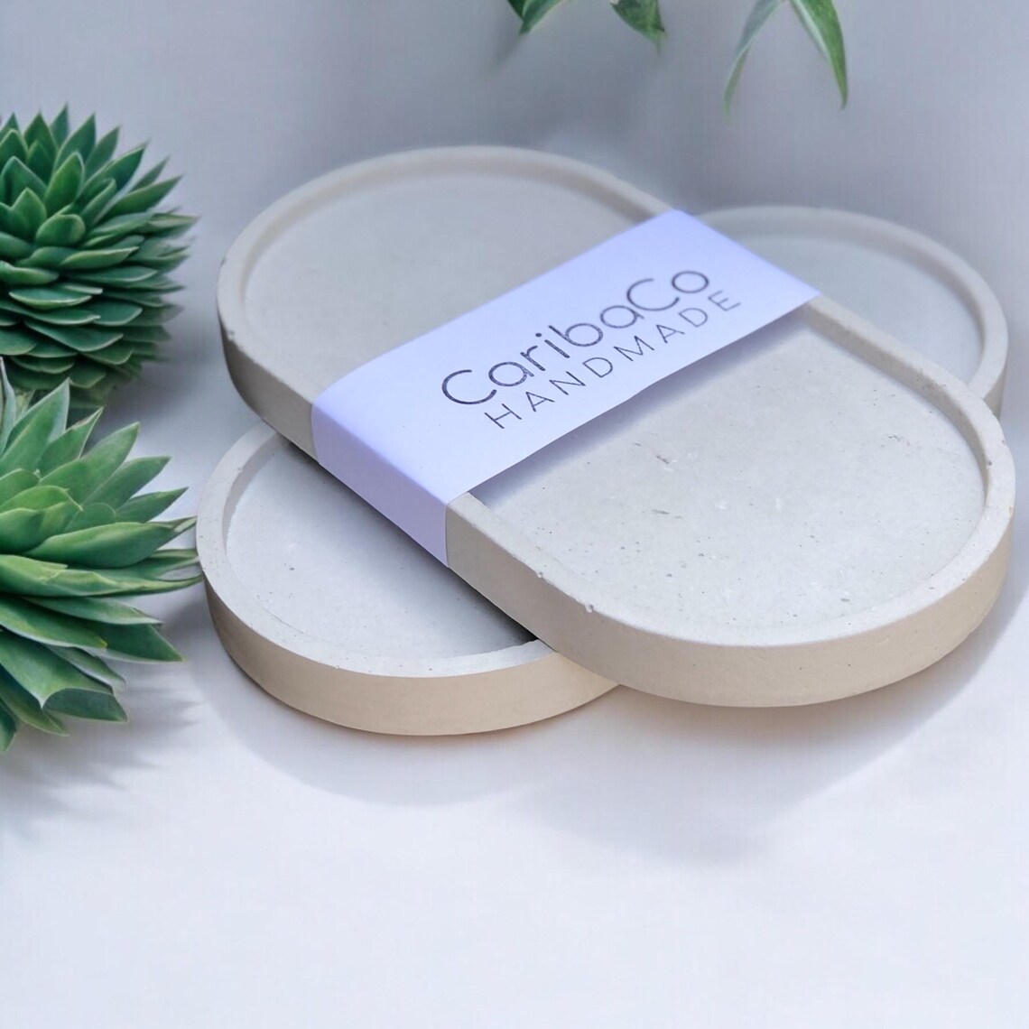 Handmade Concrete Oval Tray | Jewelry Holder | Vanity Organizer | Plant Pot Saucer | Minimalist Catchall Dish