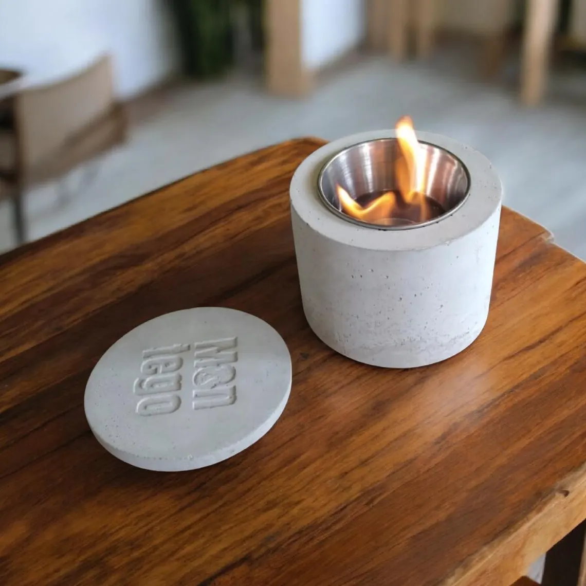 Smokeless Portable Fire Pit for Indoor Outdoor Use, 4 Inch Concrete Fire Bowl