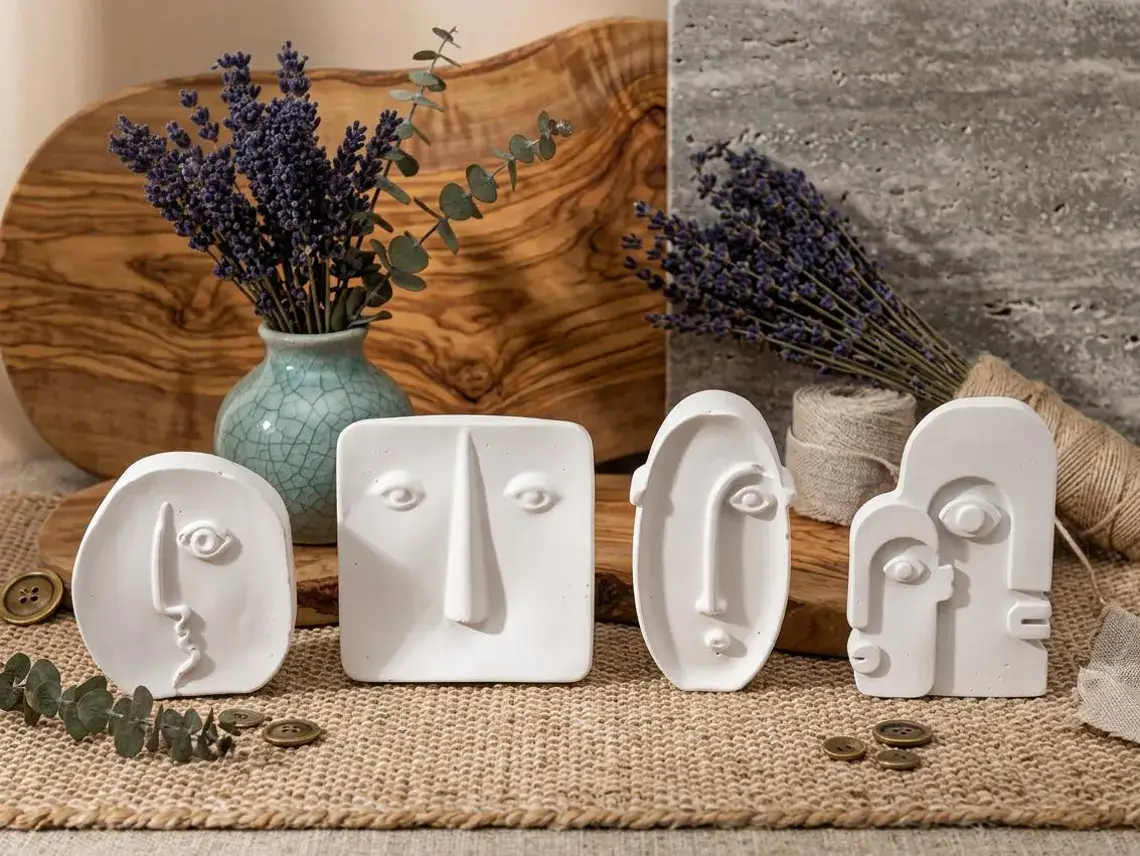 Abstract Face Sculpture | Minimalist Line Statue | Nordic Home Decor | Shelf Styling | Boho Desk Art