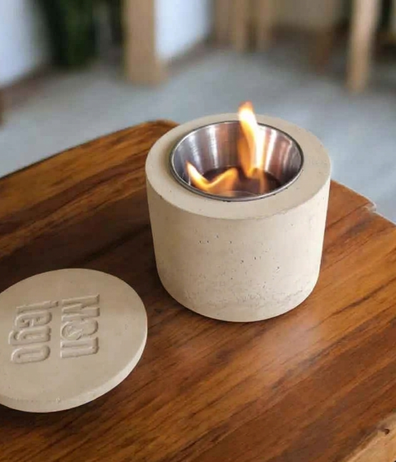 Smokeless Portable Fire Pit for Indoor Outdoor Use, 4 Inch Concrete Fire Bowl - Image 2