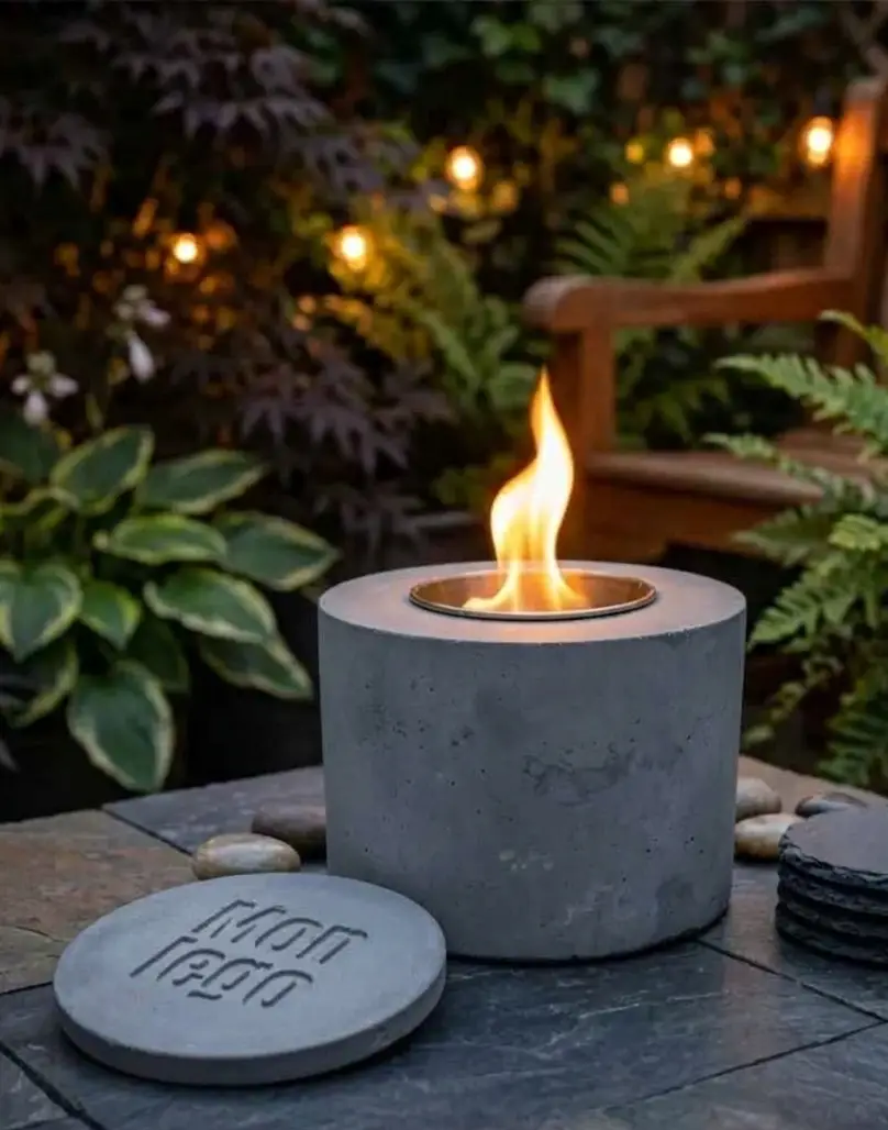5 Inch Concrete Tabletop Fireplace- | Portable Handmade Smokeless Indoor Fire Pit | Home Decor Gift UK & Canada - Image 2
