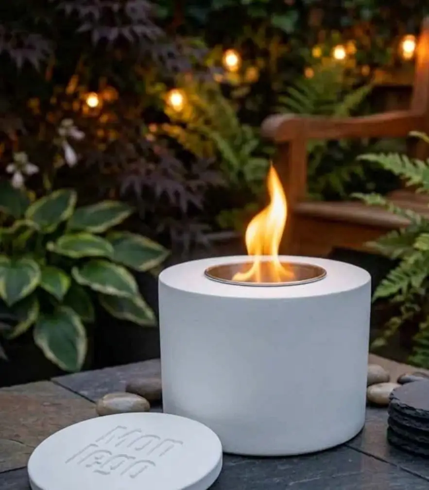 5 Inch Concrete Tabletop Fireplace- | Portable Handmade Smokeless Indoor Fire Pit | Home Decor Gift UK & Canada