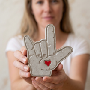 ASL I Love You Concrete Statue - Personalized Handcrafted Sign Language  Sculpture, Anniversary or Mother’s Day Gift, Unique Desk Accessory