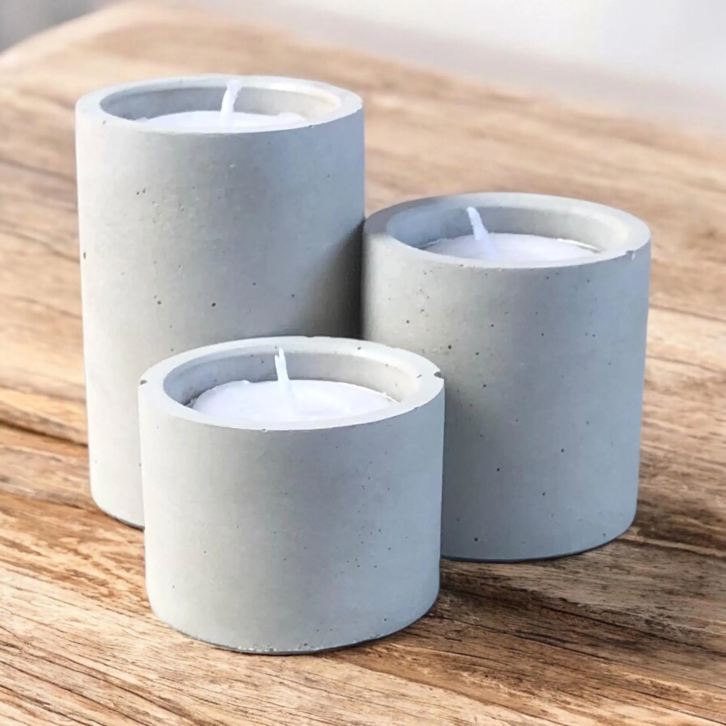 Tea Light Holders Set of 3 | Minimalist Desk & Table Decoration - Image 2