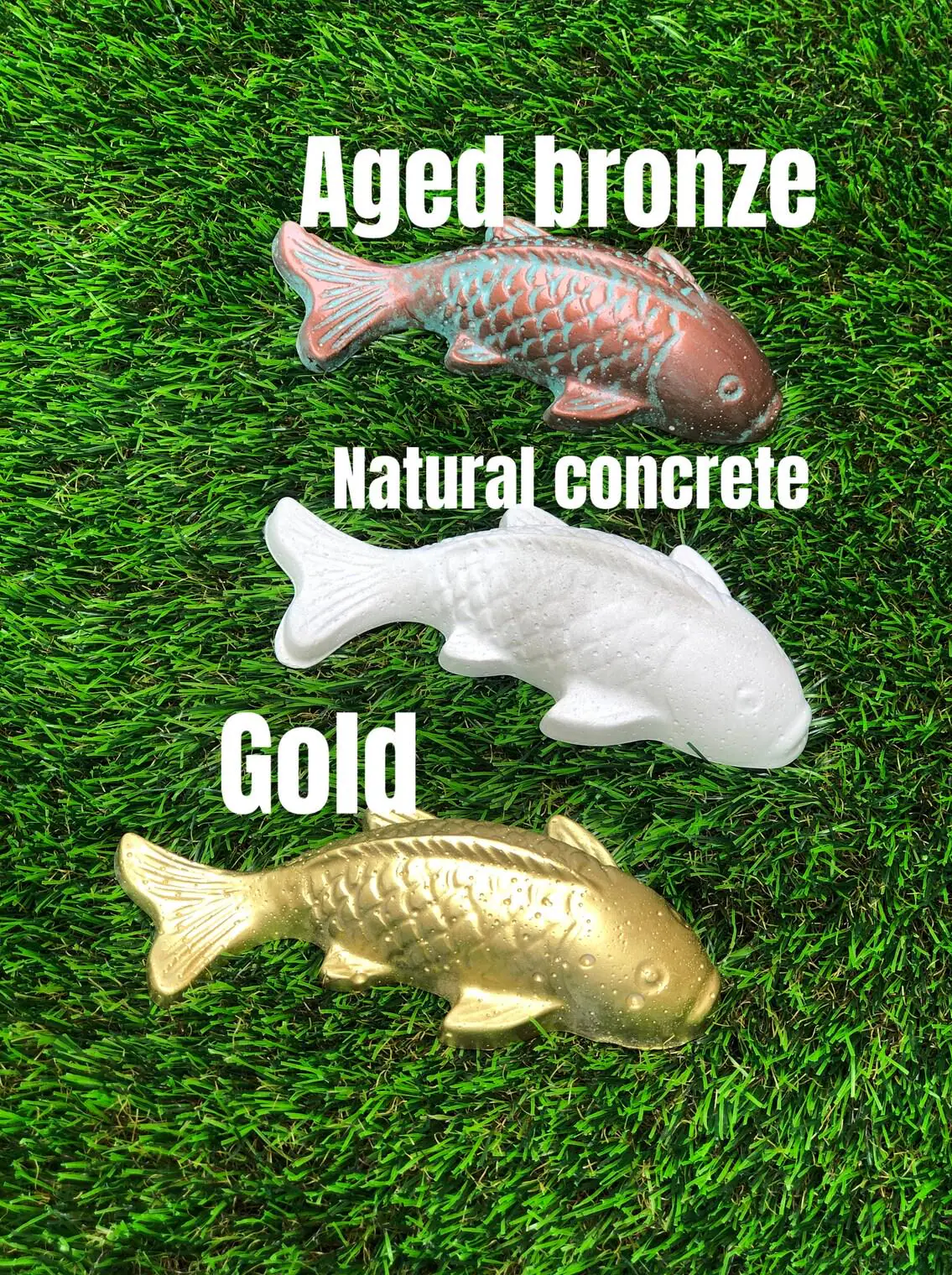 koi Concrete Fish Statues for Pond or Garden (Set of 3) - Image 2