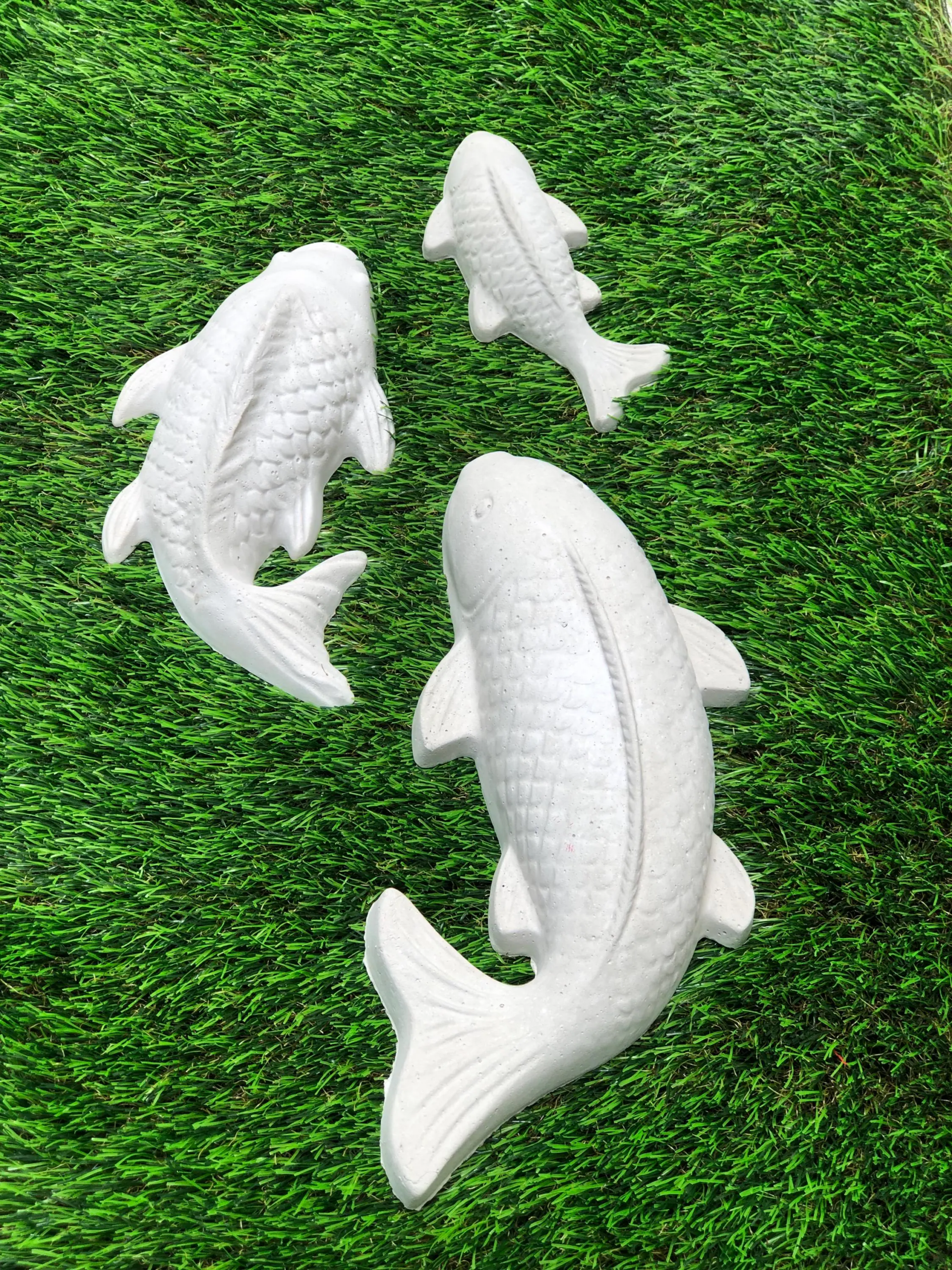 koi Concrete Fish Statues for Pond or Garden (Set of 3)