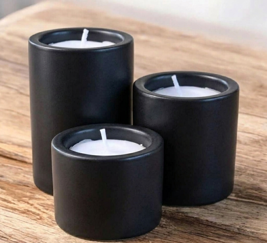 Tea Light Holders Set of 3 | Minimalist Desk & Table Decoration - Image 3